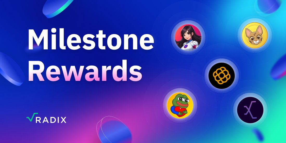 🌐 Milestone Rewards 🌐

Today, five projects will receive a total of $43,000 in XRD for reaching volume and token holder milestones.

Congratulations to <a href="/CaviarNine/">CaviarNine</a>, <a href="/ociswap/">Ociswap - The Radix DEX</a>, <a href="/wowoproject_xrd/">WOWO | wowoproject.xrd</a>, <a href="/XIDAR_IDA/">XIDAR</a> and <a href="/Hug_Radix/">HUG.xrd</a> 🎉

radixdlt.com/blog/milestone…