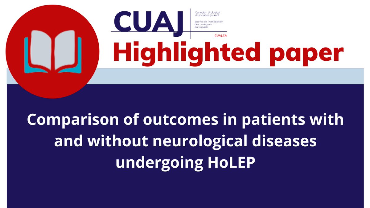 CUAJournal (@cuajournal) on Twitter photo #CUAJHighlightedPaper – HoLEP reduces 3-month UTI and catheterization rates in patients with neurologic diseases.
>>> To read: cuaj.ca/index.php/jour…
<a href="/NM_Urology/">NM Urology</a> @EndourologyNM <a href="/JennyGuo_Uro/">Jenny Guo</a> <a href="/amy_krambeck/">Amy Krambeck</a> <a href="/MSLee_MD/">Matthew Lee</a> <a href="/Nick_sDean/">Nick Dean</a> @UroMitch #CUAJHighlightedPaper – HoLEP reduces 3-month UTI and catheterization rates in patients with neurologic diseases.
>>> To read: cuaj.ca/index.php/jour…
<a href="/NM_Urology/">NM Urology</a> @EndourologyNM <a href="/JennyGuo_Uro/">Jenny Guo</a> <a href="/amy_krambeck/">Amy Krambeck</a> <a href="/MSLee_MD/">Matthew Lee</a> <a href="/Nick_sDean/">Nick Dean</a> @UroMitch