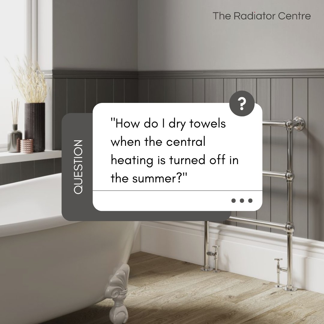 We offer a large range of towel radiators that have an optional electric heating element.

In the colder months, they will warm up when the central heating is on; in the summer months, switch to electricity!

#heatingfaqs #radiator #bathroomdesign