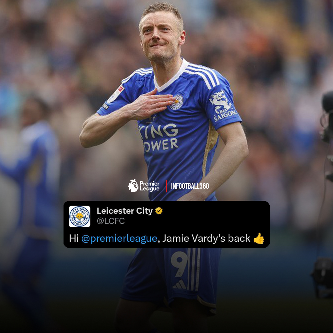 infootball360's tweet photo. 🤯 37 years old and 191 goals in Premier League… and yes, Jamie Vardy just did it again! 💙🦊

Never ending Jamie. Leicester City legend. ✨
#leicestercity #plindia #jamievardy https://t.co/X3NvAtmq5w