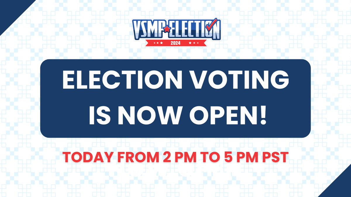 PixelLinkEN's tweet photo. 【🗳️VSMP Election Opening🗳️】
The public election voting form is now officially open!
Viewers will be able to vote for the Treasurer and Head Builder, while the President will be voted in by the VSMP players themselves!
The viewer voting form can be found below!
➡️https://t.co/FvvibTpme3
#VSMP #VSMPElection