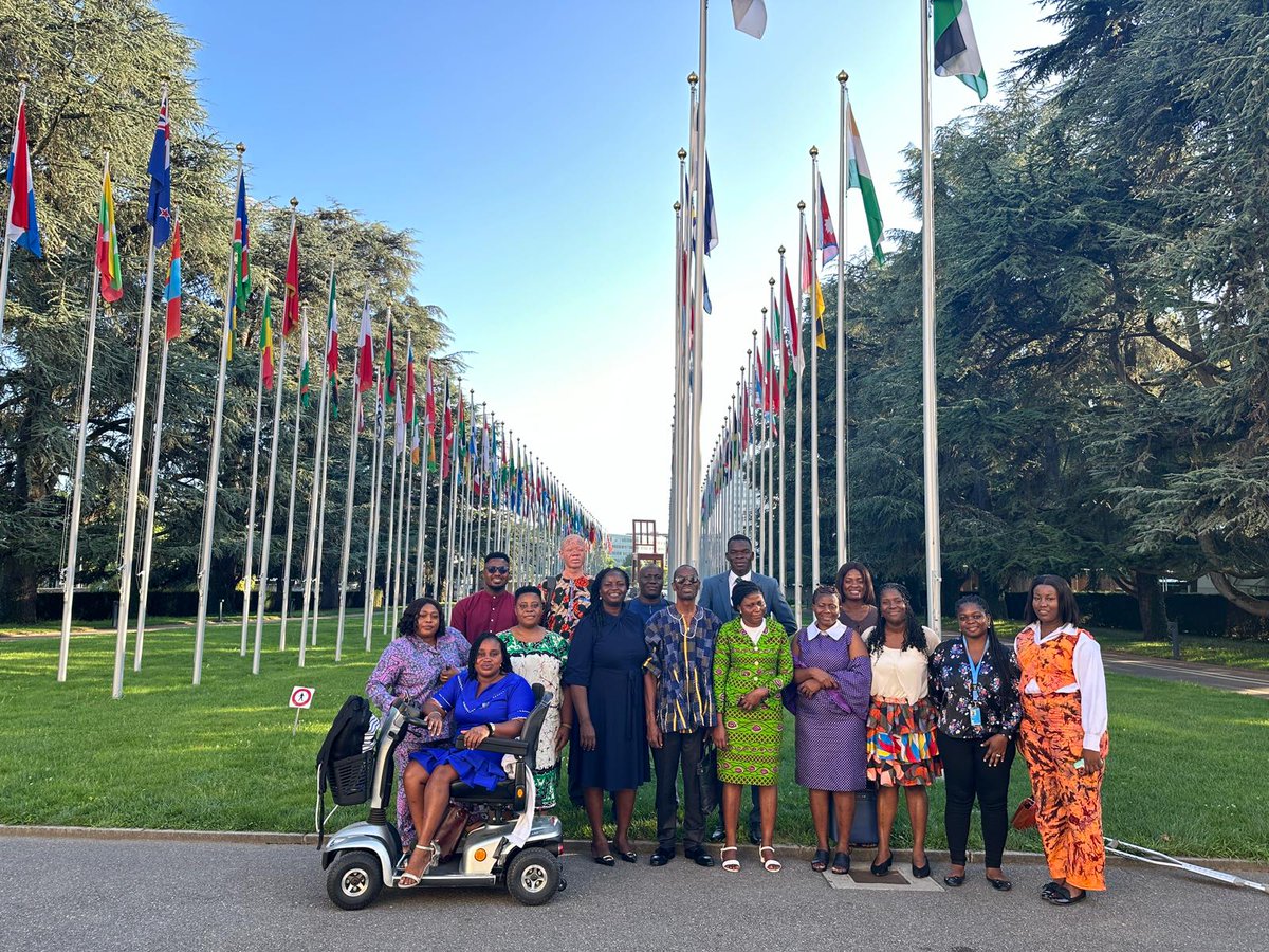 A diverse delegation of OPDs from Ghana have gathered in Geneva for the #CRPD review of Ghana. We are thrilled to see the leadership of women with disabilities who are here raising their issues &amp; solutions for inclusion.🔥