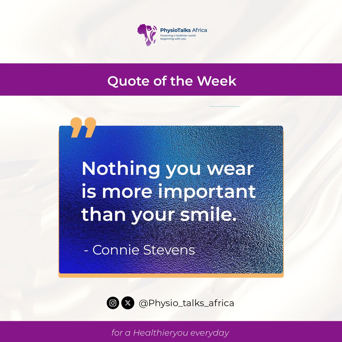emma_olad's tweet photo. It’s another week you might get quite busy, but never forget your smile.

Engage here for more;
X 
https://t.co/HbDLNPRlsP
IG
https://t.co/7wWQEoY2oT

#MondayWellnessQuote
#HealthieryouChallenge
#GetYouFit4Life
#PhysioTalksAfrica https://t.co/zMgX7kxBM7
