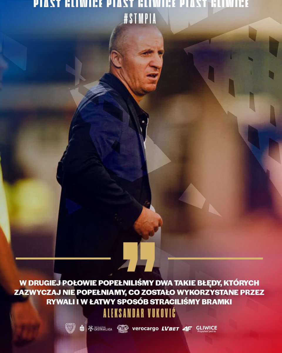 PiastGliwiceSA's tweet photo. Trener Aleksandar Vuković po #STMPIA 🎙️
Wypowiedzi ➡️ https://t.co/90jw2dunTV https://t.co/3V9vruPask