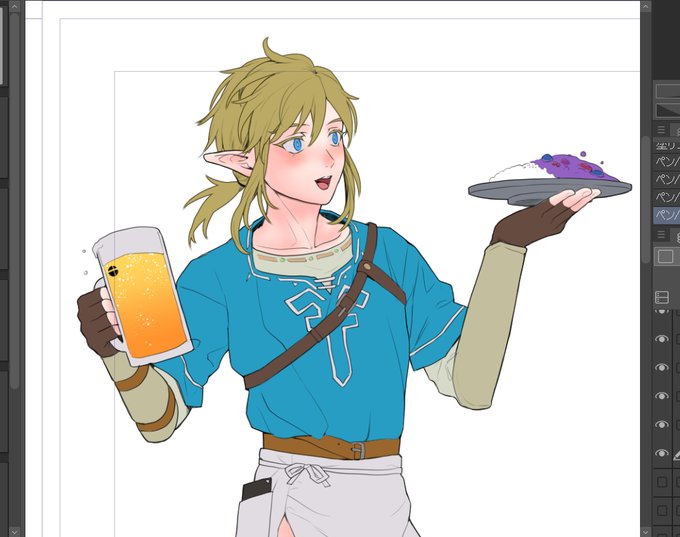 英傑リンクは～～～右利きですよ～～ごじゅりさぁ～～～ん!!左右反転したまま描いちゃうんだよ～～～だって便利じゃん…ナビゲーターに常時左右反転後の絵があるんだも～～ん…便利なんだも～～～ん…時間ないから直しません! 