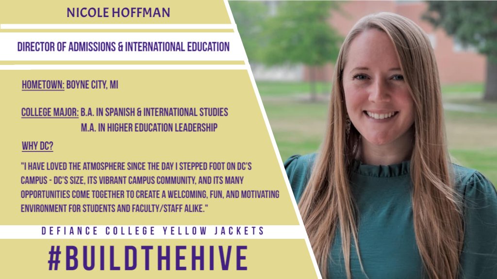 DefiAdmissions's tweet photo. Up next, meet Nicole Hoffman, our Director of Admissions &amp; International Education! 🌍 

Passionate about guiding students from all backgrounds, she's here to help you on your journey to becoming a Yellow Jacket. Stay tuned for more team introductions! https://t.co/adRfItdJil