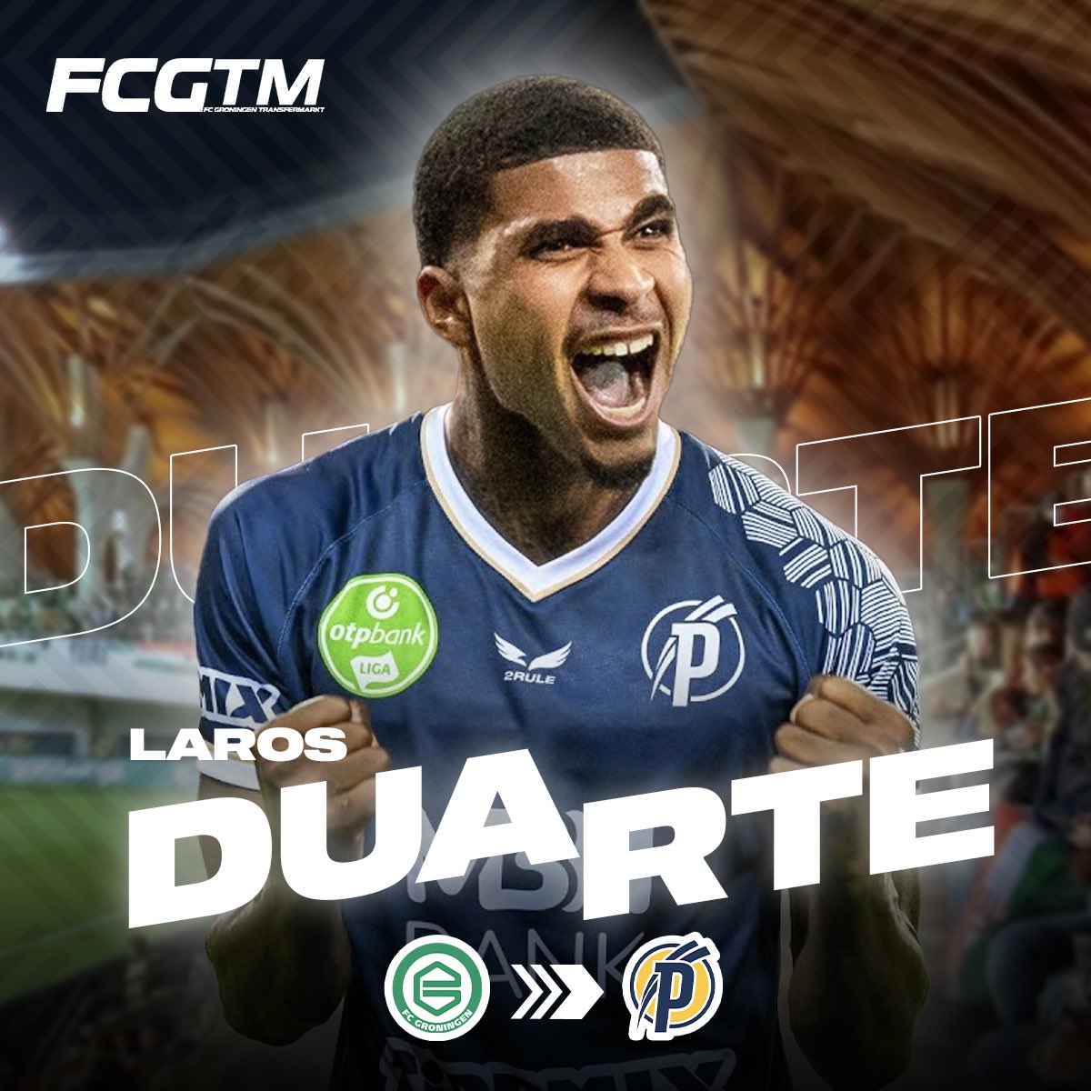 #FCGroningen en #PuskásAkadémia zijn rond over de transfer van Laros #Duarte, de 27-jarige middenvelder tekent als de medische keuring slaagt een meerjarig contract in Felcsut. Duarte beschikt nog over een 1-jarig contract, dit kopen de Hongaren af met een bedrag van 875.000 euro