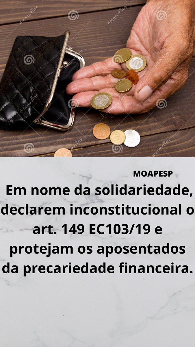 <a href="/LolitaMunin/">Lolita Munin</a> <a href="/gilmarmendes/">Gilmar Mendes</a> <a href="/STF_oficial/">STF</a> <a href="/LRobertoBarroso/">Luís Roberto Barroso</a> <a href="/alexandre/">R.s</a> Contamos com o apoio do Sr., Ministro <a href="/gilmarmendes/">Gilmar Mendes</a>, retomando a audiência contra o art.149 da EC103, ❗😭
<a href="/STF_oficial/">STF</a>
<a href="/LRobertoBarroso/">Luís Roberto Barroso</a>
<a href="/alexandre/">R.s</a>
Valorizem Aposentados
#AposentadoriaHonrada
Sofrendo com essa  situação!