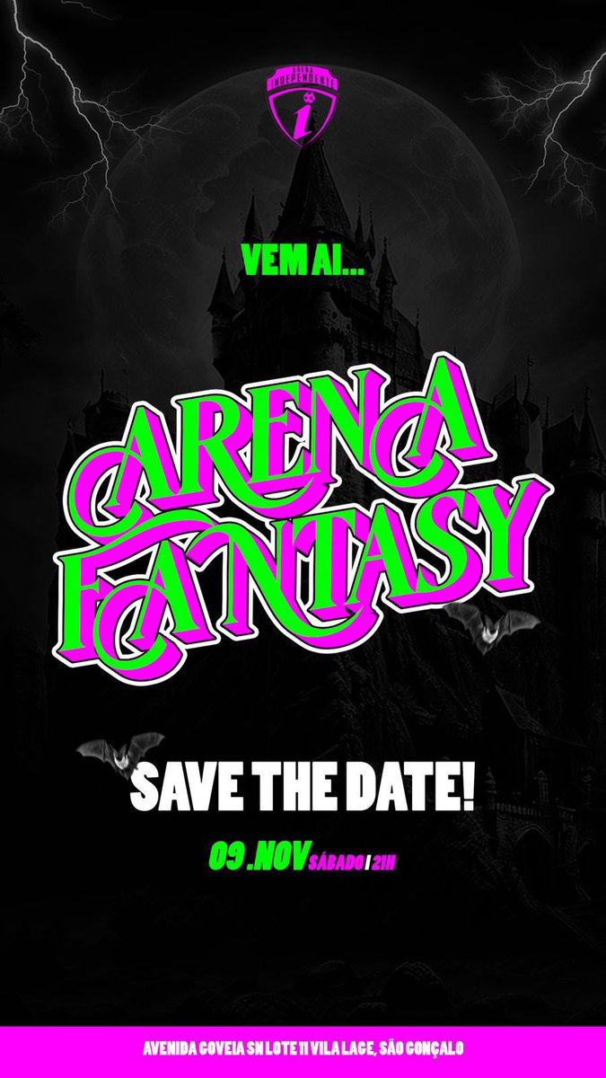 Salva essa data ✅

Dia 09/11 ⏳

>> ARENA FANTASY <<🎭

MEGA ESTRUTURA 🏗️
MEGA DECORAÇÃO 🎪
SUPER APARELHAGEM DE SOM 🔊

ARENA INDEPENDENTE
 ( COMPLEXO DA CORUJA )