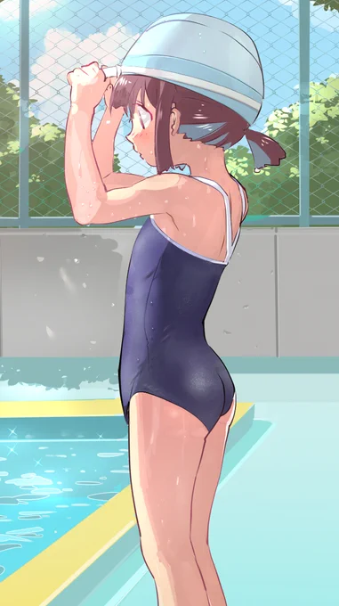 濡れスク水もみじちゃん#おにまいお絵描き 