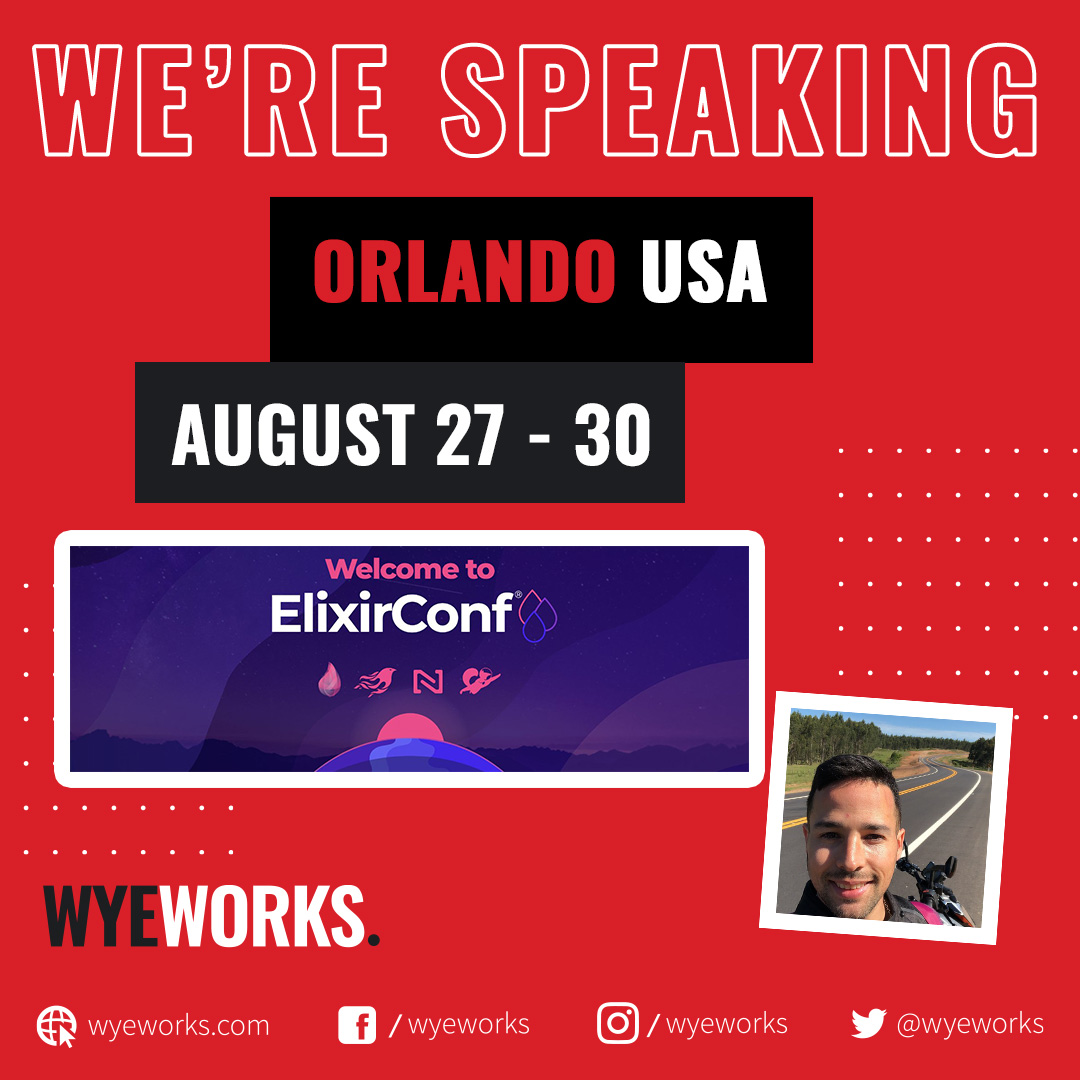 wyeworks (@wyeworks) on Twitter photo Only one week for <a href="/ElixirConf/">ElixirConf</a> !
Alvaro, one of our #Elixir engineers, will be talking about "Unlocking the potential of OTP".
Make sure you don't miss his talk, and that you stop by our sponsor's booth to get some beautiful swag! Only one week for <a href="/ElixirConf/">ElixirConf</a> !
Alvaro, one of our #Elixir engineers, will be talking about "Unlocking the potential of OTP".
Make sure you don't miss his talk, and that you stop by our sponsor's booth to get some beautiful swag!