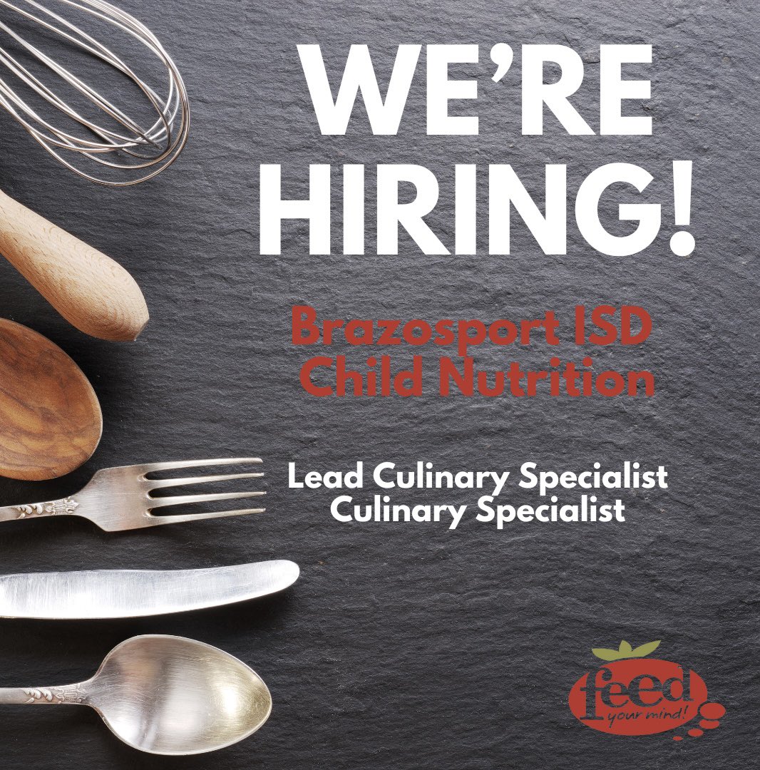 FeedBISD's tweet photo. We’re hiring!

We are looking for some hard working, team-oriented, friendly employees to join our @BrazosportISD Child Nutrition team. If you or anyone that you know is interested, please apply online here. 

https://t.co/QAzO4xVxW2 https://t.co/zVj6abjWeN