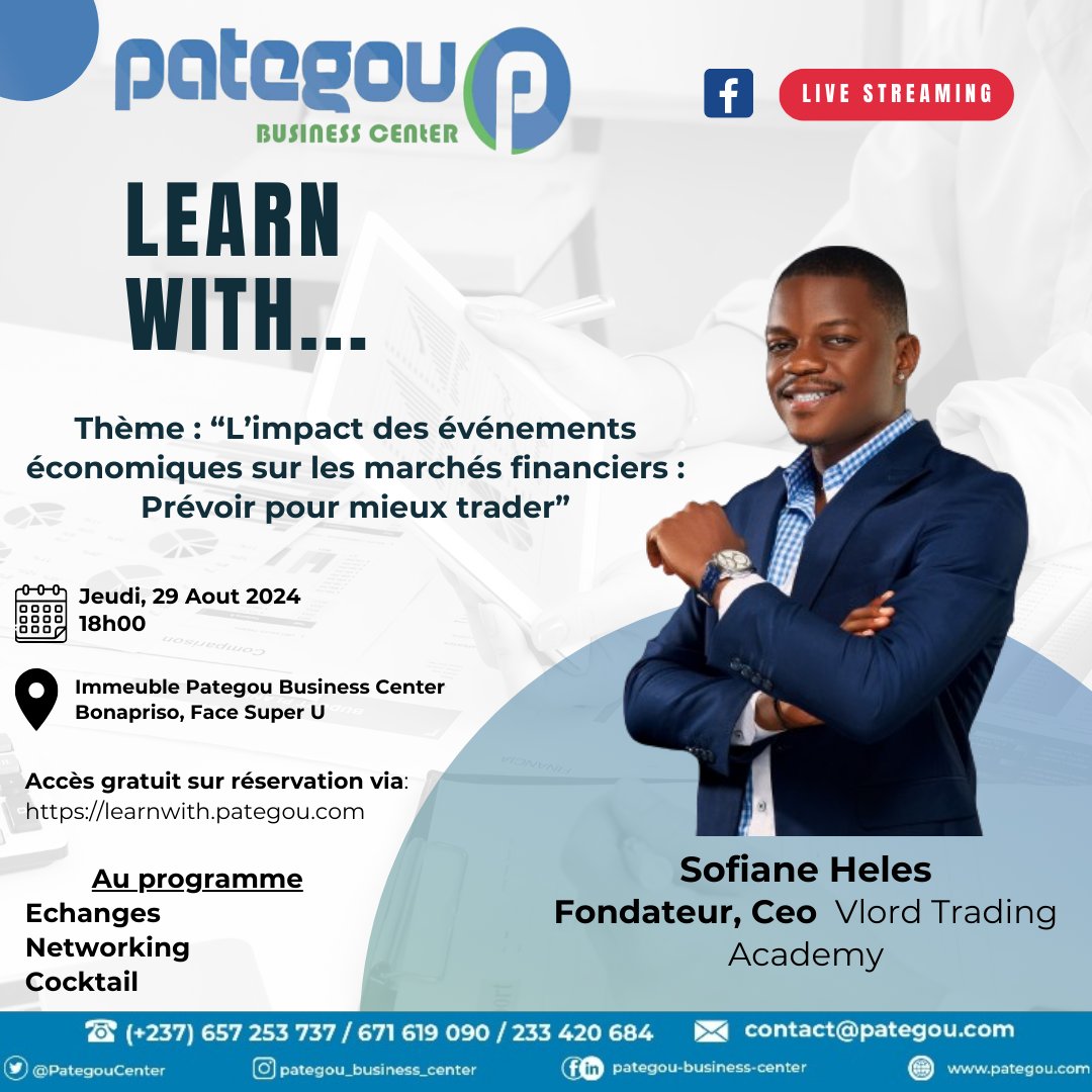 PategouCenter's tweet photo. 🟢🔵Vous êtes trader ou simplement curieux des marchés financiers ?
Ne manquez pas notre prochain événement Learn With le 29 août dès 18h !
Inscription gratuite via le lien : https://t.co/yL7n3towSr
#LearnWith #PategouBusinessCenter #trading #investissement #douala #Cameroun https://t.co/wGhjlzqgxu