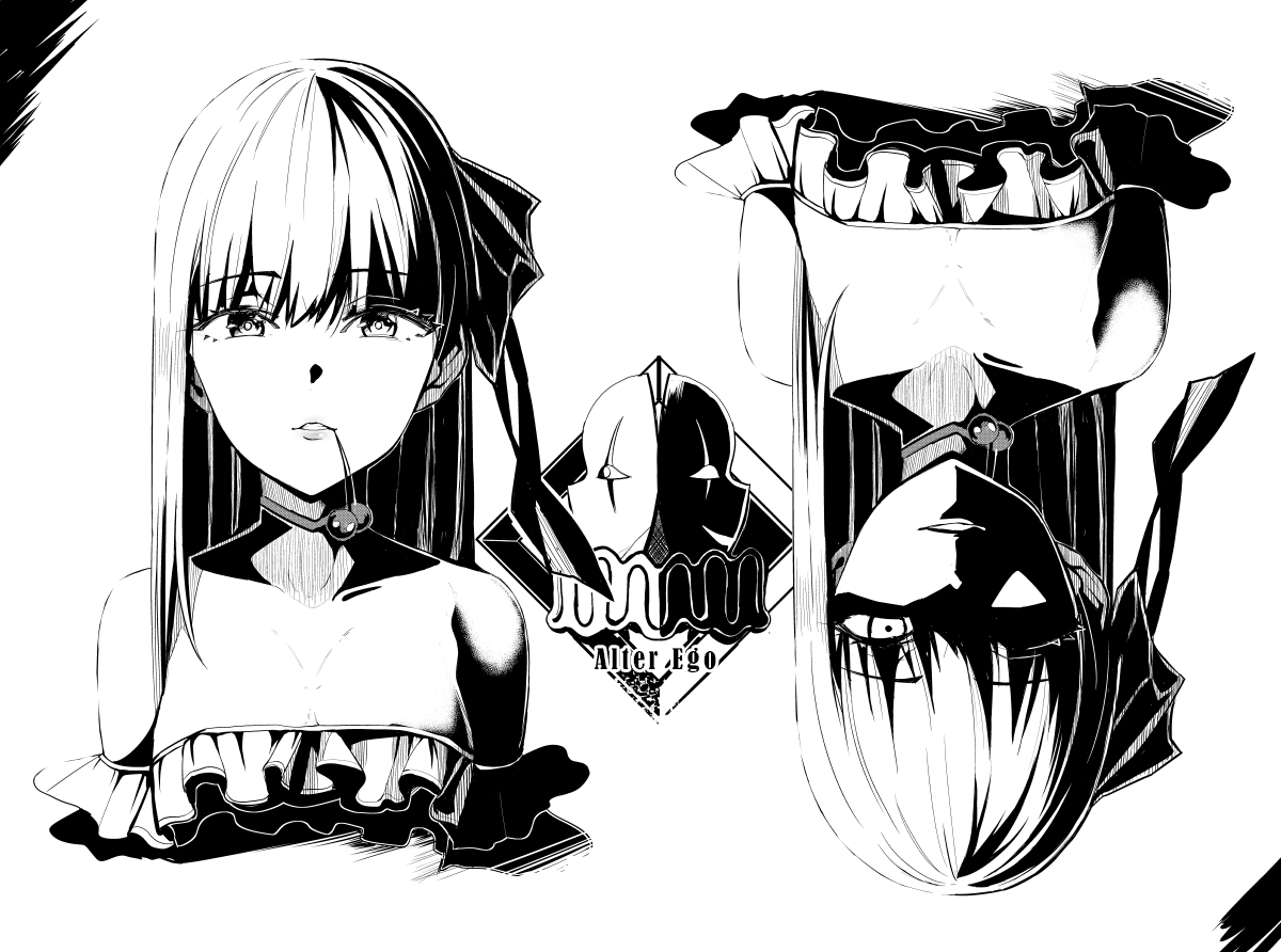 描いているイラストを宣伝。普段は漫画家なので漫画描いてます。こちらは謎のアルターエゴ・λとメルトリリスのモノクロ漫画です。