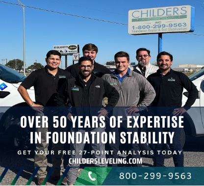 ChildersBrother's tweet image. Trust Childers Brothers&apos; 50+ years of expertise for your property&apos;s structural stability. 
Get a free 27-point foundation analysis at childersleveling.com or call 800-299-9563. 

#ExperienceMatters #StructuralStability