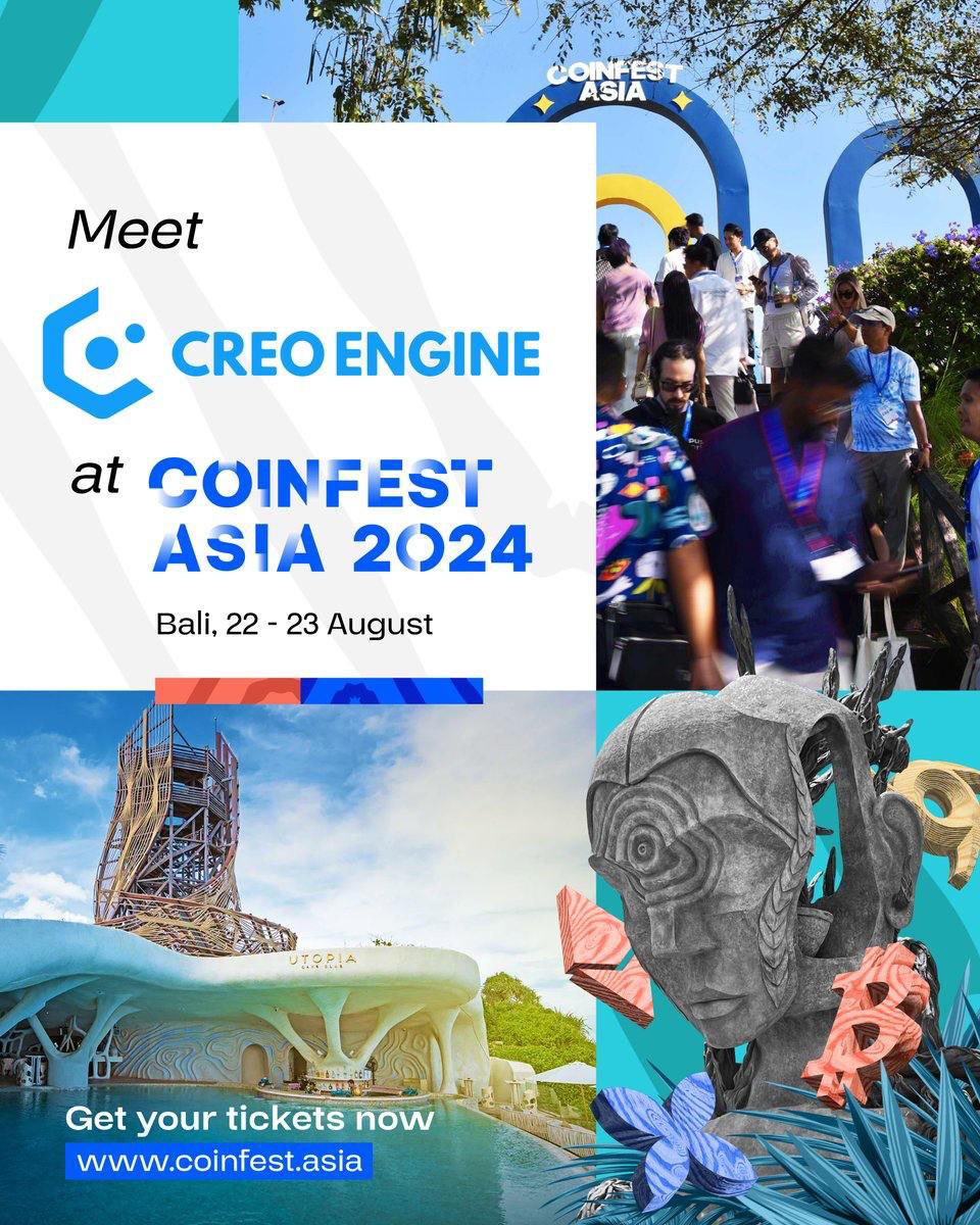 Creo Engine (@creo_engine) on Twitter photo ๐๐ญโ๐ฌ ๐๐ฌ๐ข๐โ๐ฌ ๐ฅ๐๐ซ๐ ๐๐ฌ๐ญ ๐๐๐๐ ๐๐๐ฌ๐ญ๐ข๐ฏ๐๐ฅ, ๐๐ง๐ $CREO ๐ข๐ฌ ๐๐ญ ๐ญ๐ก๐ ๐ก๐๐๐ซ๐ญ ๐จ๐ ๐ข๐ญ!
We're excited to announce that weโll be present as a sponsor at <a href="/CoinfestAsia/">Coinfest Asia</a> , happening from 22-23 August in Bali!
CoinFest Asia is a premier Web3-focused event, ๐๐ญโ๐ฌ ๐๐ฌ๐ข๐โ๐ฌ ๐ฅ๐๐ซ๐ ๐๐ฌ๐ญ ๐๐๐๐ ๐๐๐ฌ๐ญ๐ข๐ฏ๐๐ฅ, ๐๐ง๐ $CREO ๐ข๐ฌ ๐๐ญ ๐ญ๐ก๐ ๐ก๐๐๐ซ๐ญ ๐จ๐ ๐ข๐ญ!
We're excited to announce that weโll be present as a sponsor at <a href="/CoinfestAsia/">Coinfest Asia</a> , happening from 22-23 August in Bali!
CoinFest Asia is a premier Web3-focused event,