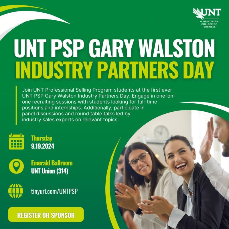 THIS EVENT IS ONLY OPEN TO UNT PSP STUDENTS (Registration is Required) Join us for the inaugural UNT PSP Gary Walston Industry Partners Day on September 19th at the Student Union (Emerald Ballroom)! PLP Students Register here:  buff.ly/3X7QsXz 
 #UNTPSP #gmg