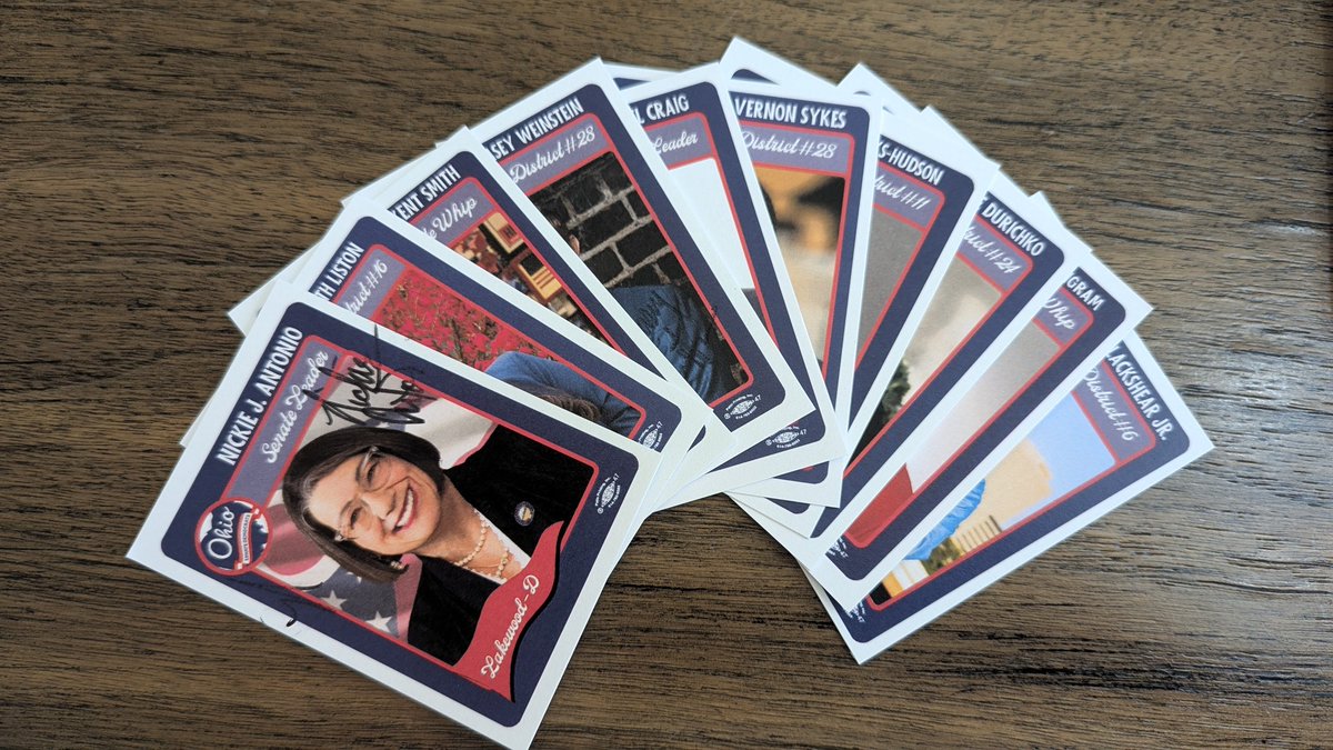 2024 <a href="/OhioSenateDems/">Ohio Senate Dems</a> candidate trading cards -- 1 of every 100 packs comes with an autographed <a href="/NickieAntonio/">Nickie J. Antonio</a>!