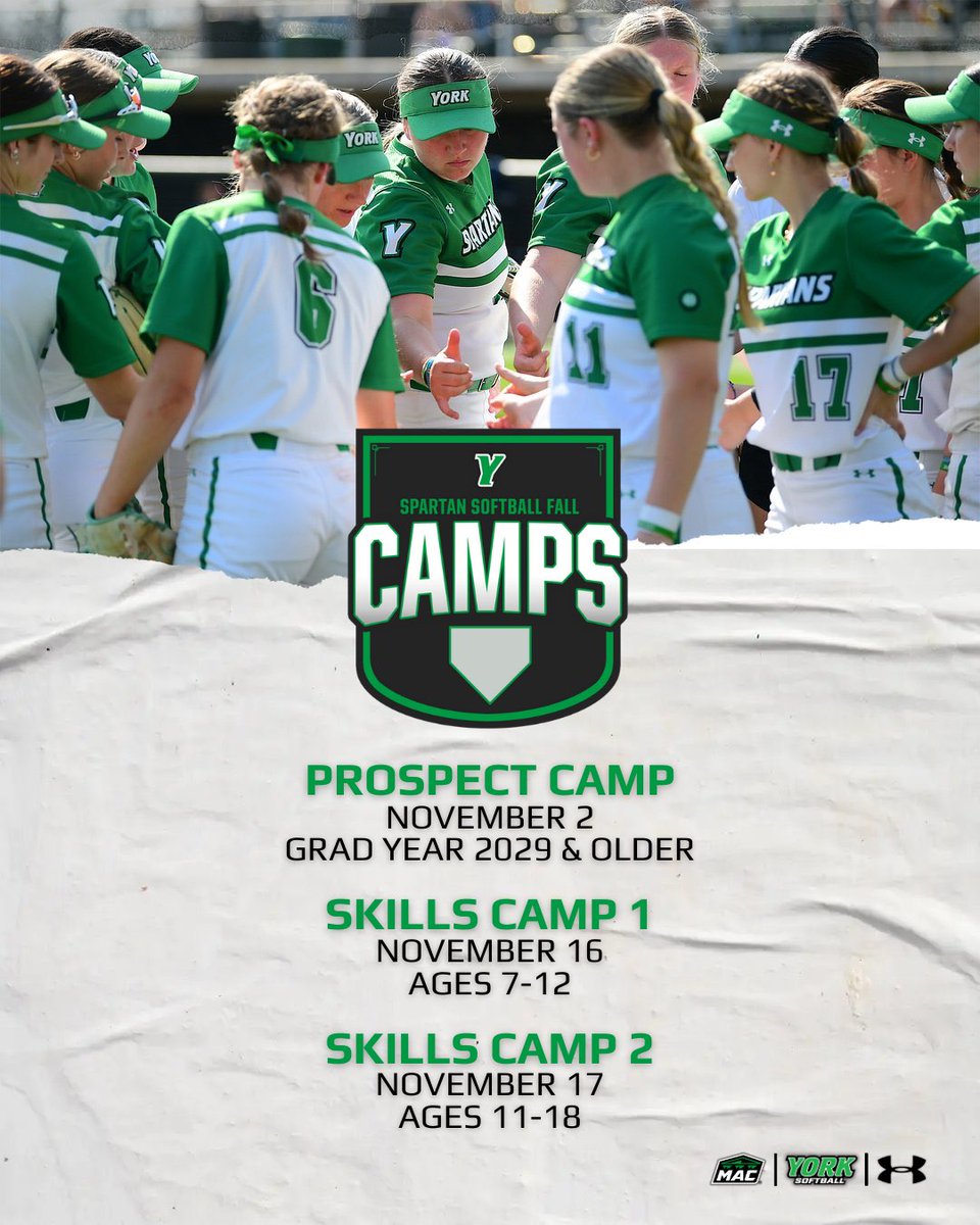 YCPSoftball's tweet photo. Registration is open for Spartan Softball Fall Camps!

Visit https://t.co/azeA8vYo1Z for more information 🤙

#LetsGoYork https://t.co/uPhbDMsNrK