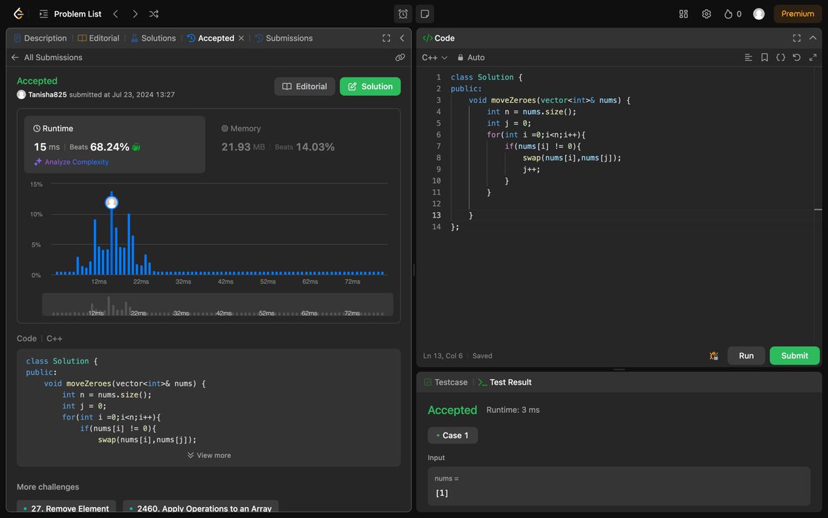 Tanniii_shah232's tweet photo. **Day 10:** Back and well-settled! Today, I learned about moving zeros to the end of an array and performing linear search. π§©π It's a slow start, but I'm determined to keep going! #100DaysOfCode #DSA #Arrays #LinearSearch #LearningJourney.@striver_79 ,@geeksforgeeks ,@LeetCode https://t.co/pNXWwK8Uwl