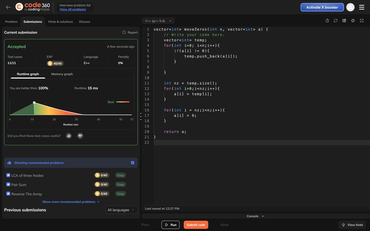 Tanniii_shah232's tweet photo. **Day 10:** Back and well-settled! Today, I learned about moving zeros to the end of an array and performing linear search. π§©π It's a slow start, but I'm determined to keep going! #100DaysOfCode #DSA #Arrays #LinearSearch #LearningJourney.@striver_79 ,@geeksforgeeks ,@LeetCode https://t.co/pNXWwK8Uwl