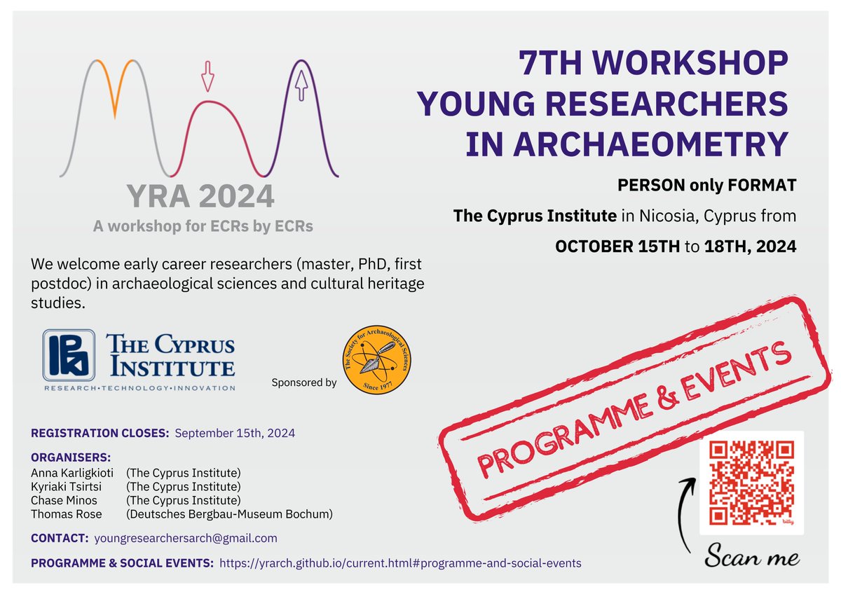 socarchsci's tweet photo. The 𝗣𝗿𝗼𝗴𝗿𝗮𝗺𝗺𝗲 𝗮𝗻𝗱 𝗦𝗼𝗰𝗶𝗮𝗹 𝗘𝘃𝗲𝗻𝘁𝘀 calendar for the 7th Workshop 𝗬𝗼𝘂𝗻𝗴 𝗥𝗲𝘀𝗲𝗮𝗿𝗰𝗵𝗲𝗿𝘀 𝗶𝗻 𝗔𝗿𝗰𝗵𝗮𝗲𝗼𝗺𝗲𝘁𝗿𝘆 (YRA) is now available https://t.co/NLXE74MQUp