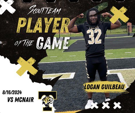 Temple Tigers Football (@temple_tigers) on Twitter photo Your players of the Game/Week of 8/16/24 vs McNair High
Offensive POTG: CJ Gray <a href="/CJGray03_/">CJ “3” Gray</a>
Defensive POTG: Preston Griffin <a href="/Preston_G18/">Preston Griffin</a>
Special Teams POTG: Beckham Tull <a href="/beckham_tull/">Beckham Tull</a>
Scout Team POTW: Logan Guilbeau
Congrats! Go Tigers! #TigerPride Your players of the Game/Week of 8/16/24 vs McNair High
Offensive POTG: CJ Gray <a href="/CJGray03_/">CJ “3” Gray</a>
Defensive POTG: Preston Griffin <a href="/Preston_G18/">Preston Griffin</a>
Special Teams POTG: Beckham Tull <a href="/beckham_tull/">Beckham Tull</a>
Scout Team POTW: Logan Guilbeau
Congrats! Go Tigers! #TigerPride