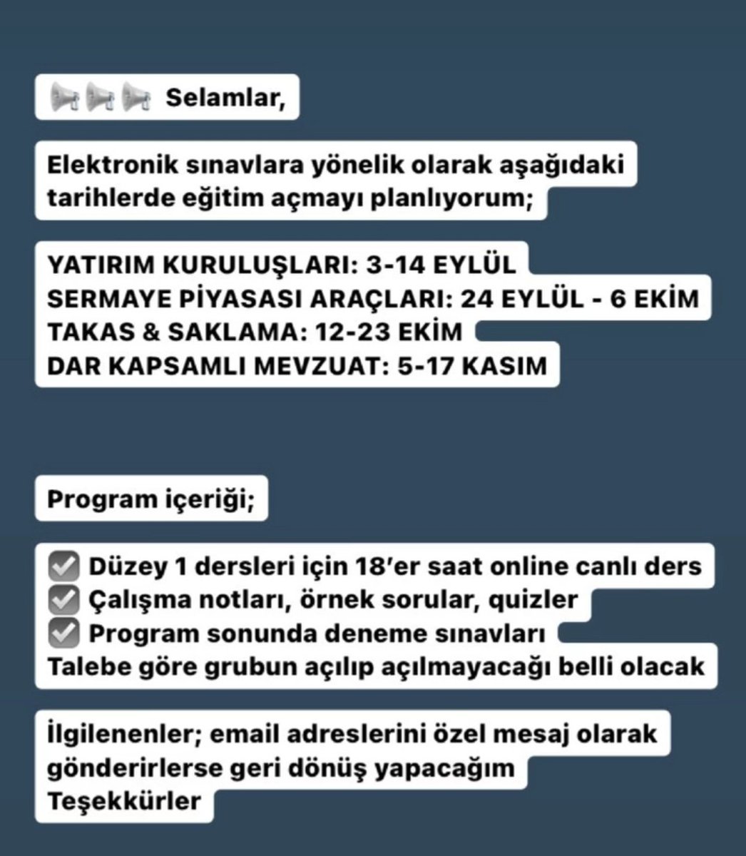 📢📢 İlgilenenler özel mesaj ile email adresini gönderirse geri dönüş yapacağım
