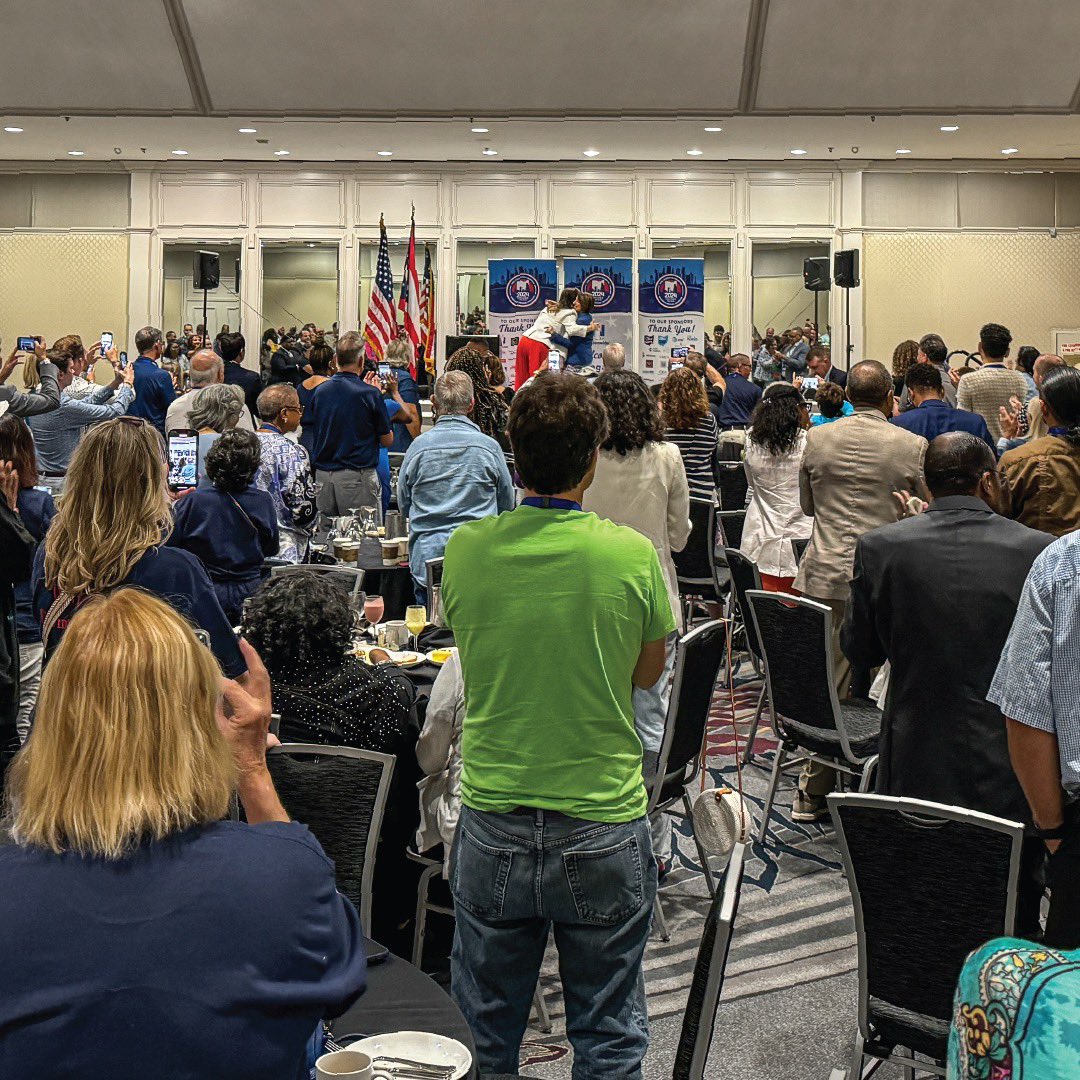 OHDems's tweet photo. The first Ohio Delegation breakfast is in the books! We had the privilege of hearing from Chair @lizmwalters, Senator @amyklobuchar, Mayor @JustinMBibb, Secretary Tom Vilsack, and many more.

We are fired up and ready to elect VP @KamalaHarris and Gov. @Tim_Walz in November! https://t.co/IHQgEo19Vk