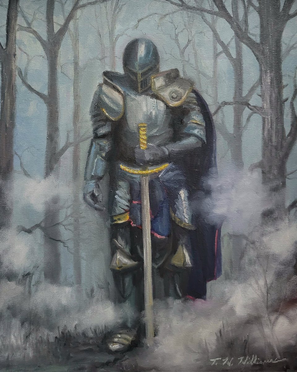 TWWilliamsart's tweet photo. Haven't posted anything in forever.  This is a newish painting that's still available at the moment.  "A call to arms " 16"×20" oil on canvas. https://t.co/r02MBLSd8k