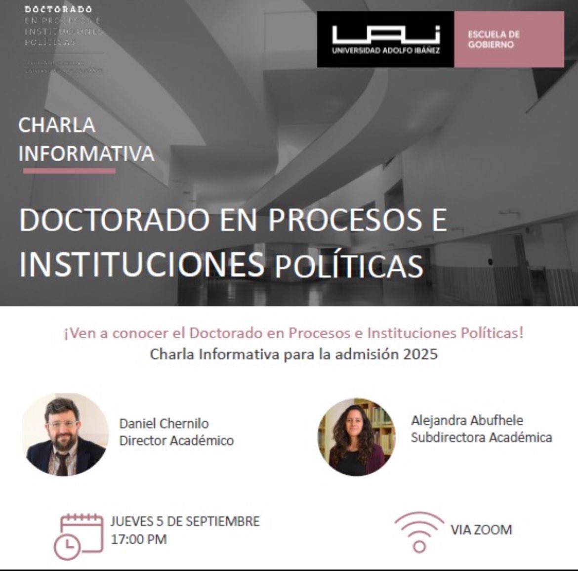 Ya están abiertas las postulaciones al Doctorado en Procesos e Instituciones Políticas: asiste a la charla informativa para más información 
Para inscribirse: forms.office.com/r/rHuFCBGPVB