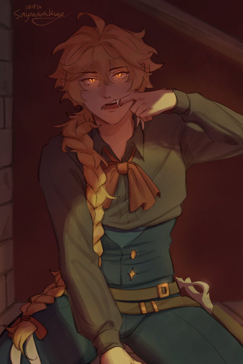 Sayonara_Kuro's tweet image. Baring his fangs 🩸
#aether_week2024 #Aether