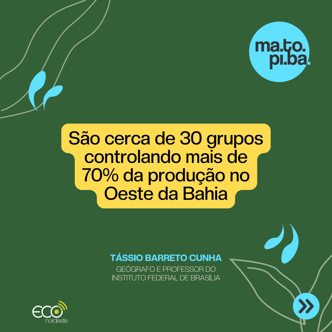 Impactos do agro no Oeste da Bahia: leia entrevista exclusiva com o geógrafo e professor do Instituto Federal de Brasília (IFB), Tássio Barreto Cunha:  bit.ly/tassiocunha