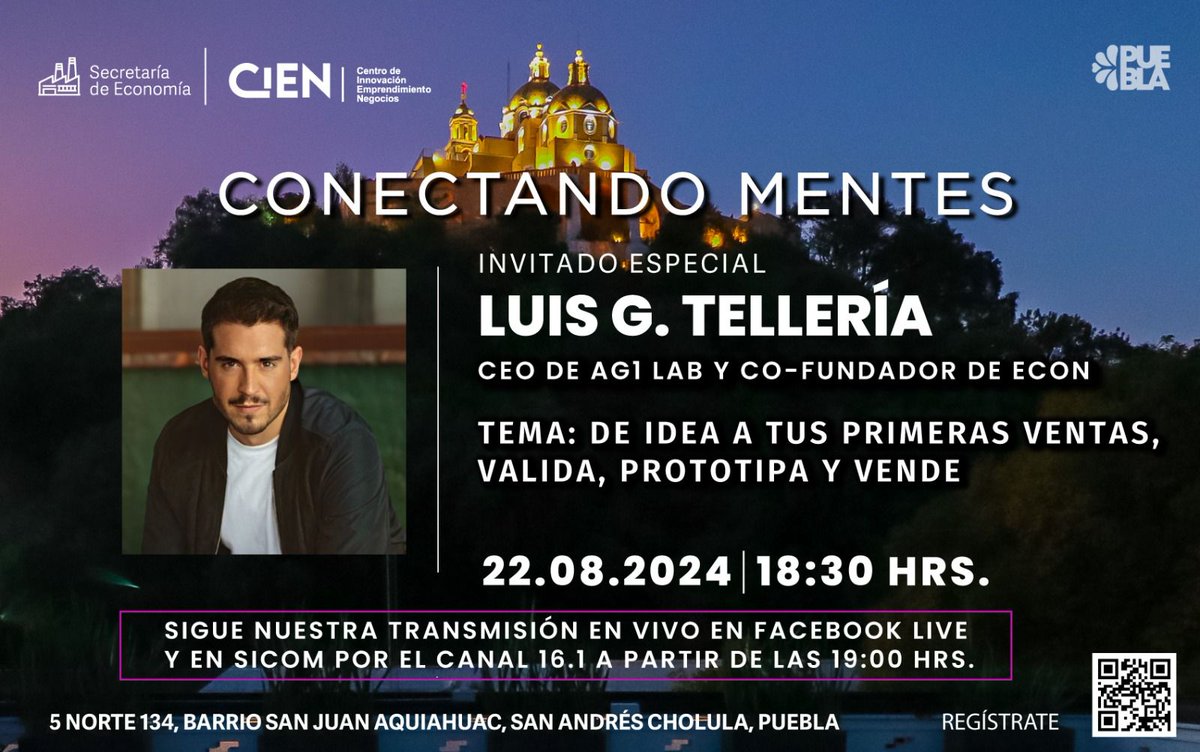SedetraGobPue's tweet photo. ¡No te pierdas #ConectandoMentes! Luis G Telleria @econhubs, CEO de Ag1 Lab y Co-Fundador de ECON, nos  compartirá su experiencia en llevar ideas desde la fase conceptual hasta productos viables y cómo escalar estos productos para lograr ventas exitosas. https://t.co/aZZRipBfHa