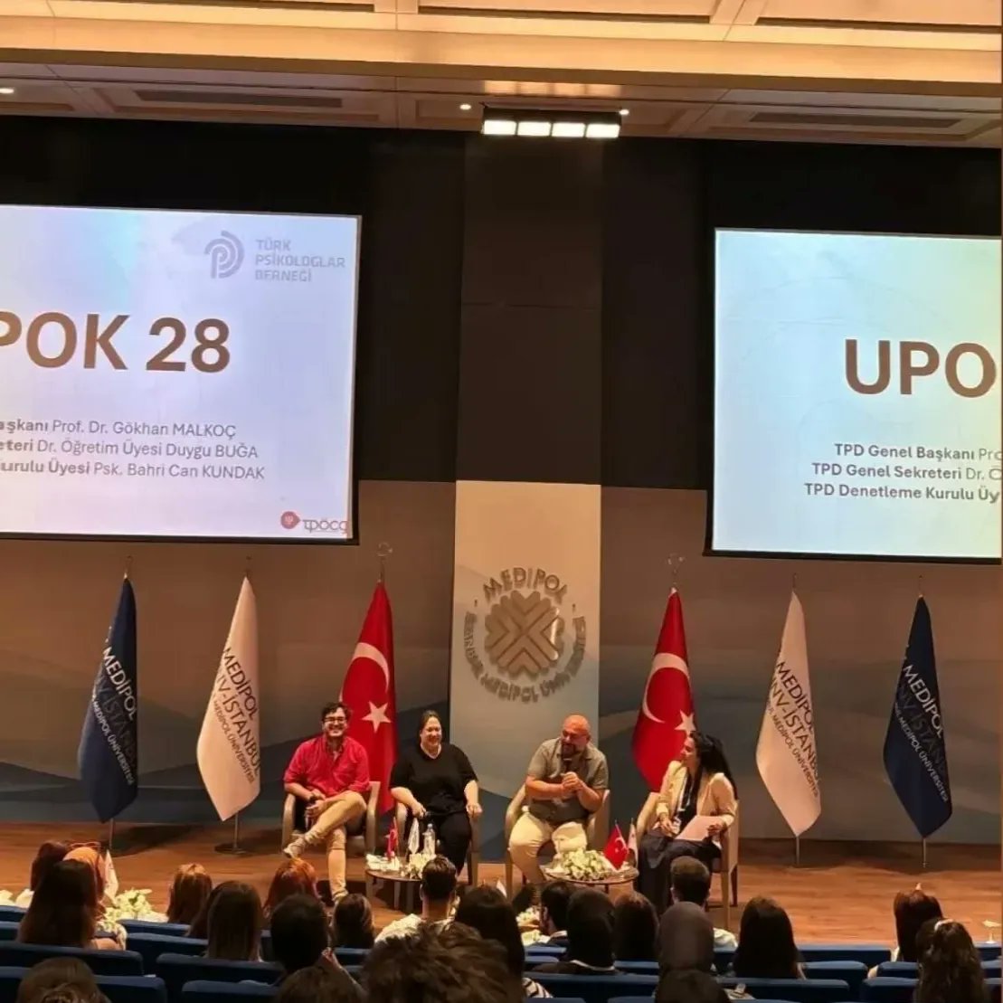 <a href="/TPOCG/">TPÖÇG</a> tarafından <a href="/medipolunv/">Medipol Üniversitesi</a> ev sahipliğinde düzenlenen 28. Ulusal Psikoloji Öğrencileri Kongresinde TPD Paneli ile psikoloji öğrencilerinin sorularını yanıtladık.