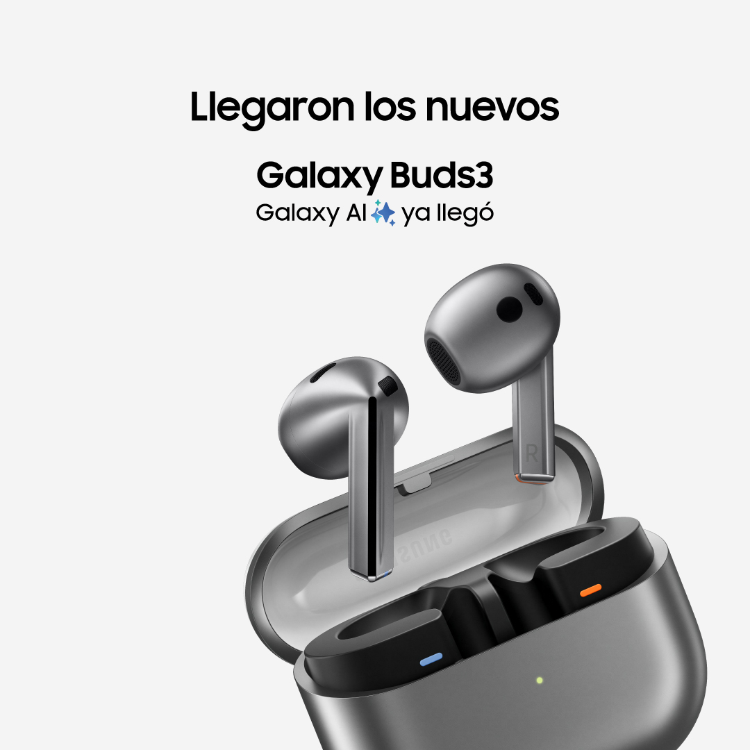 Conocé los nuevos #GalaxyBuds3 potenciados con #GalaxyAI ✨️
Viví una experiencia de audio como nunca antes y preparate para disfrutar de un nuevo diseño que se adapta a todo. 😎
