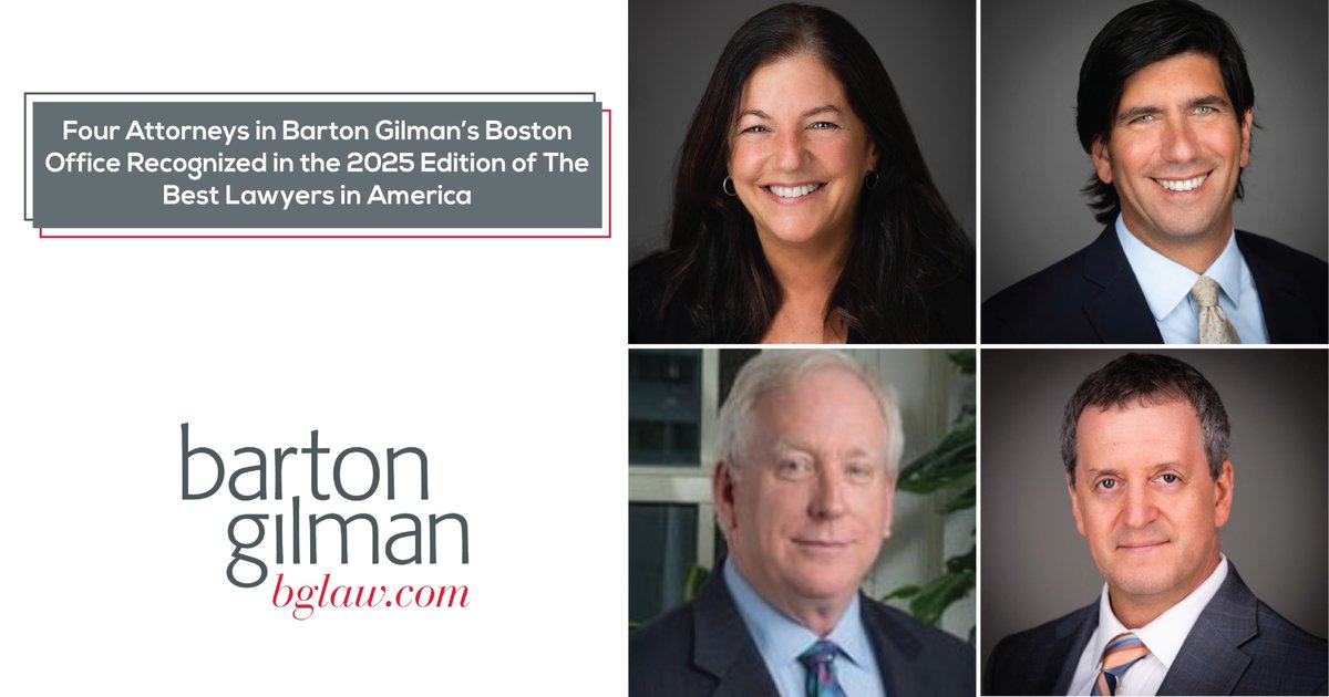 Congratulations to the four attorneys in our Boston, MA office who have been recognized in the 2025 edition of The Best Lawyers in America! Learn more bglaw.com/seventeen-atto… #bestlawyers #lawyers #litigation #massachusetts