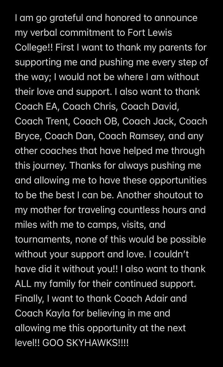 I am officially announcing my verbal commitment to Fort Lewis College!!