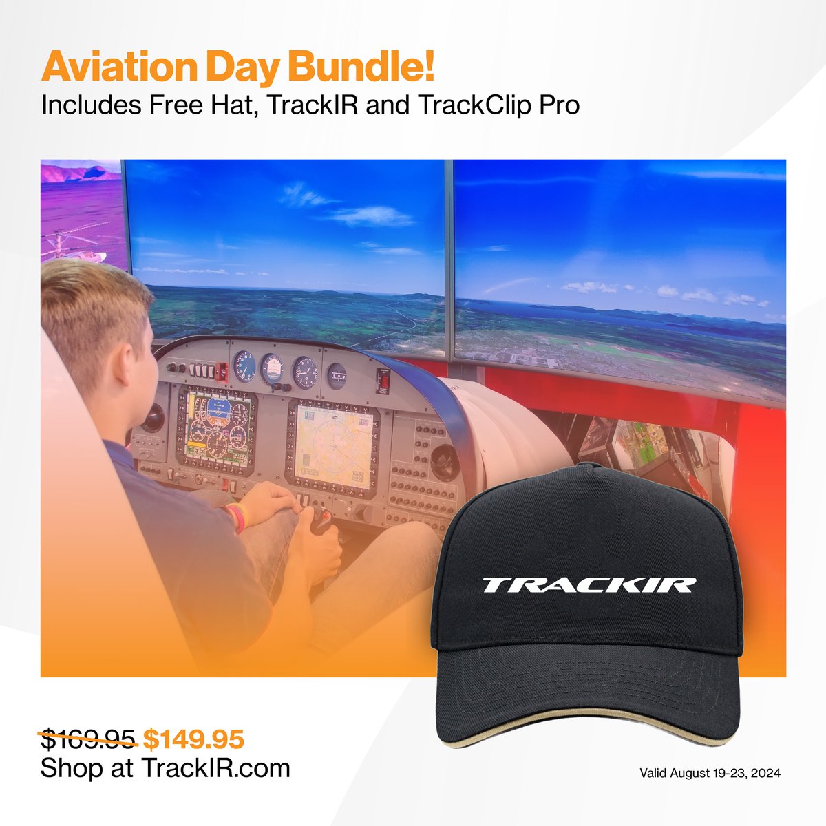 Celebrate Aviation Day with TrackIR! For this week only, grab the TrackIR Pro Bundle for just $149.95 and we’ll throw in a FREE TrackIR hat. Perfect for those looking to enhance their simulation experience! Shop at TrackIR.com 
#TrackIR #AviationDay #FlightSimulator
