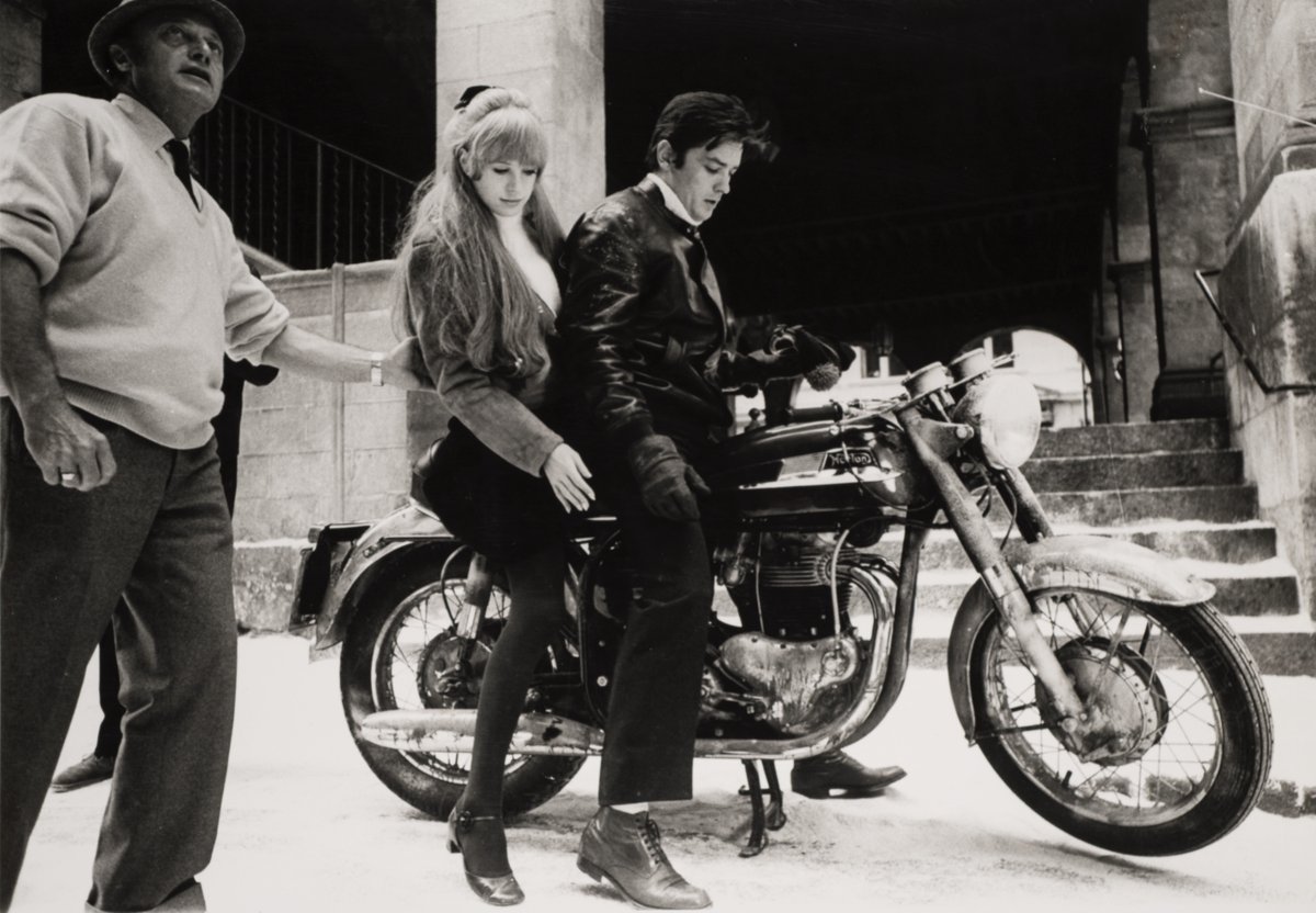 craigkmccall's tweet photo. RIP Alain Delon. A film not really mentioned in his obits was the kaleidoscopic ‘Girl On A Motorcycle’ in which he starred with Marianne Faithfull directed by Jack Cardiff. In my doc on Jack the sequence on GOTM was cut, but here are some production stills for fans.  #AlainDelon https://t.co/ow8ROIQDLa
