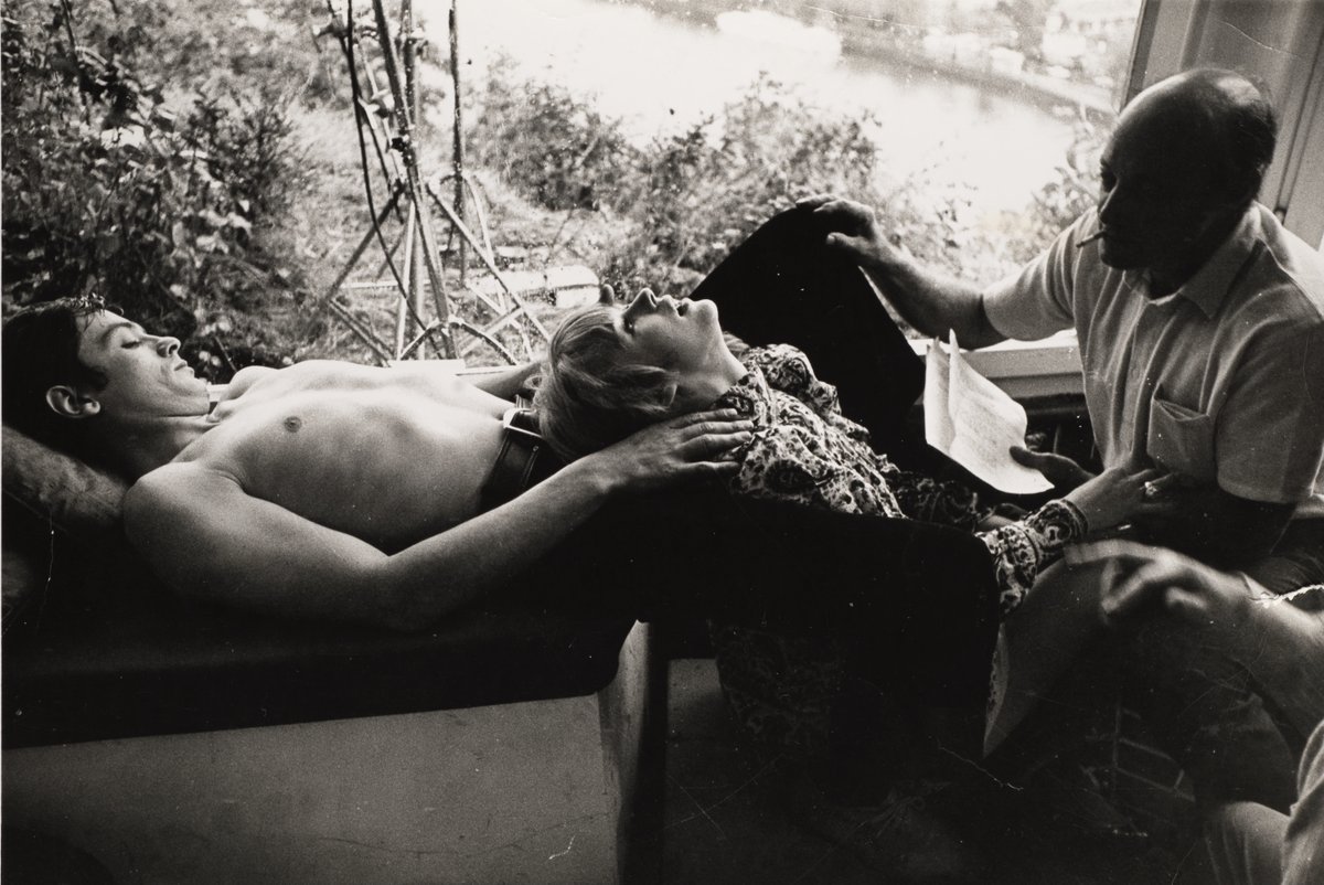 craigkmccall's tweet photo. RIP Alain Delon. A film not really mentioned in his obits was the kaleidoscopic ‘Girl On A Motorcycle’ in which he starred with Marianne Faithfull directed by Jack Cardiff. In my doc on Jack the sequence on GOTM was cut, but here are some production stills for fans.  #AlainDelon https://t.co/ow8ROIQDLa