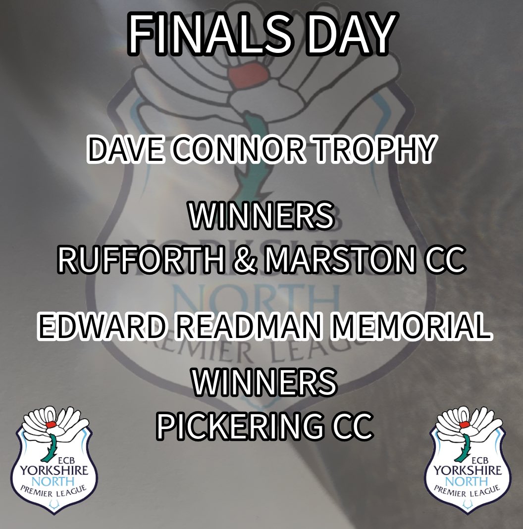 Yorkshire Premier League North (@yplncricket) on Twitter photo Huge thank you to <a href="/FairburnCC/">Fairburn CC</a> for hosting our 2 finals yesterday
Congratulations to <a href="/RMBadgersCC/">Rufforth and Marston CC</a> who edged by <a href="/WoodhouseGrange/">Woodhouse Grange Cricket Club</a> in our 1st final
<a href="/cc_pickering/">Pickering CC</a> came out on top against <a href="/southmilfordcc/">South Milford CC</a> in the afternoon Huge thank you to <a href="/FairburnCC/">Fairburn CC</a> for hosting our 2 finals yesterday
Congratulations to <a href="/RMBadgersCC/">Rufforth and Marston CC</a> who edged by <a href="/WoodhouseGrange/">Woodhouse Grange Cricket Club</a> in our 1st final
<a href="/cc_pickering/">Pickering CC</a> came out on top against <a href="/southmilfordcc/">South Milford CC</a> in the afternoon