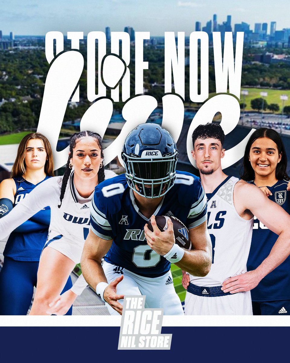 Rice NIL Store (@rice_nil_store) on Twitter photo The Rice NIL Store is OFFICIALLY LIVE!
Shop: NIL.Store/Rice
Support your favorite Rice athlete’s NIL merch and place industry-leading payments directly into their pocket on every sale.
<a href="/RiceAthletics/">Rice Athletics 👐</a> x <a href="/nil_store/">The NIL Store</a> The Rice NIL Store is OFFICIALLY LIVE!
Shop: NIL.Store/Rice
Support your favorite Rice athlete’s NIL merch and place industry-leading payments directly into their pocket on every sale.
<a href="/RiceAthletics/">Rice Athletics 👐</a> x <a href="/nil_store/">The NIL Store</a>