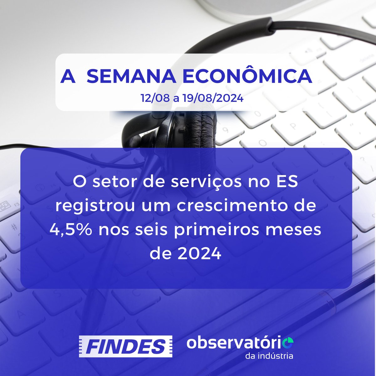 Observ_Findes's tweet photo. No primeiro semestre de 2024, o volume de serviços do ES cresceu 4,5% quando comparado com o mesmo período do ano passado. Nessa mesma base de comparação, as vendas do varejo ampliado no estado avançaram 0,7%. https://t.co/2EHjj34aWB