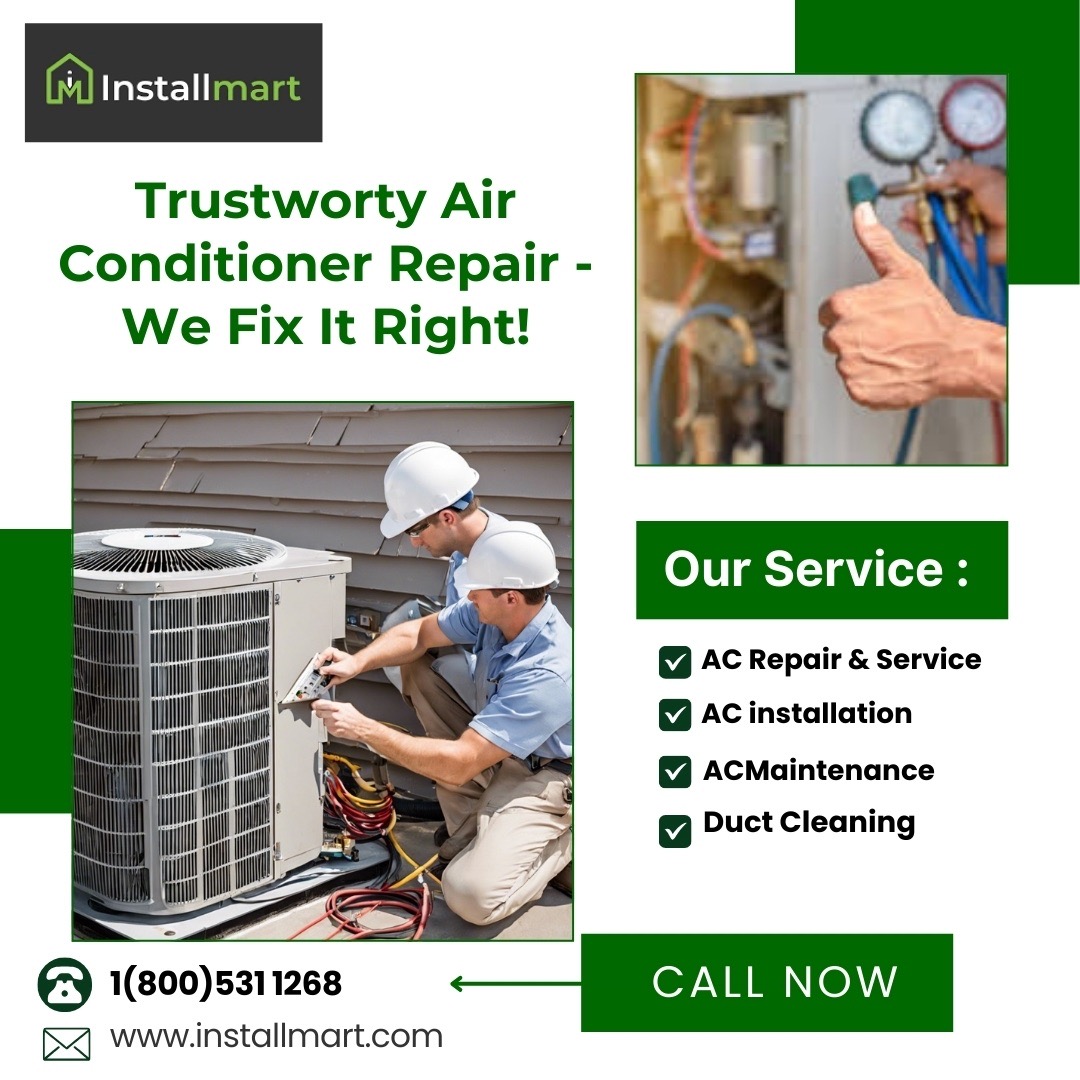 installmart's tweet image. Beat the heat with our trustworthy air conditioner repair services! 🛠️🌬️ We ensure your AC is fixed right the first time. Reliable, efficient, and ready to serve you. Stay cool, call us today! ☎️ #ACRepair #StayCool #TrustworthyService #BeatTheHeat