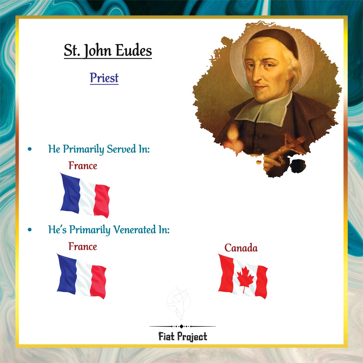 fiat_project's tweet photo. He founded the Congregation of Jesus &amp; Mary (Eudists) &amp; the Order of Our Lady of Charity, dedicating his life to the education of priests &amp; the care of sinners &amp; the needy. https://t.co/HjZ8jPbCRG