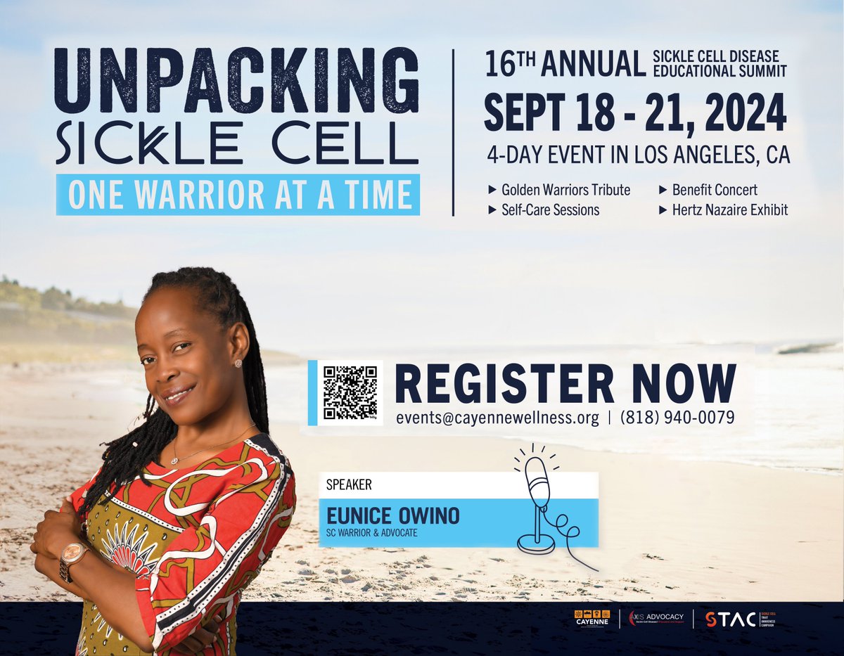 scutkenya's tweet photo. Iβm thrilled to share that I will be speaking at the 16th Annual Sickle Cell Disease Educational Summit, hosted by the Cayenne Wellness Center. π
As someone living with Sickle Cell Disease from Kenya, I am honored to join other amazing speakers
#SickleCellWarrior #SCDEducation https://t.co/6SY5dt2iKY