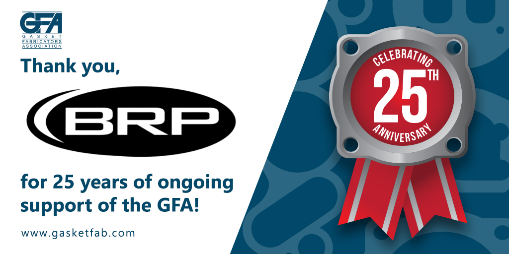 Today, we want to express our gratitude to BRP Manufacturing for their commitment and dedication to the gasket industry. It's been 25 years since they joined the GFA, and their contributions have truly made a lasting impact. brpmfg.com #Meet #Network #Learn