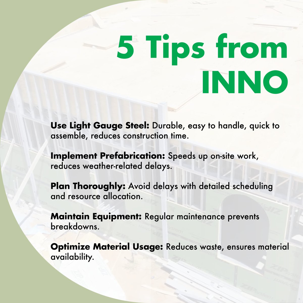 Want to improve your #construction site's #efficiency?🔨

We've got you covered! From planning to execution, our advice will help you optimize every step. 

#InnoMetalStuds #SteelFramingSolutions #InnoAtNASDAQ #LGS #ConstructionEfficiency #BuildingSmart