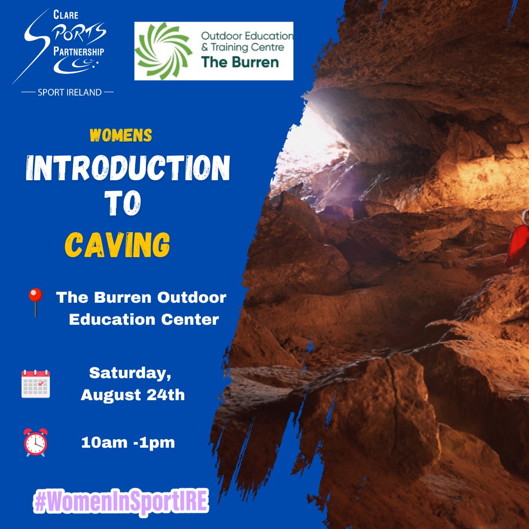 Calling All Adventurous Women! 💪

Our Beginner Caving Workshop is the perfect opportunity for women to explore stunning underground landscapes, build confidence, and make new friends along the way. 🤩⛑🤝

Sign up today 👇

claresports.ie/event/women-in…

#ActiveClare #WomenInSport